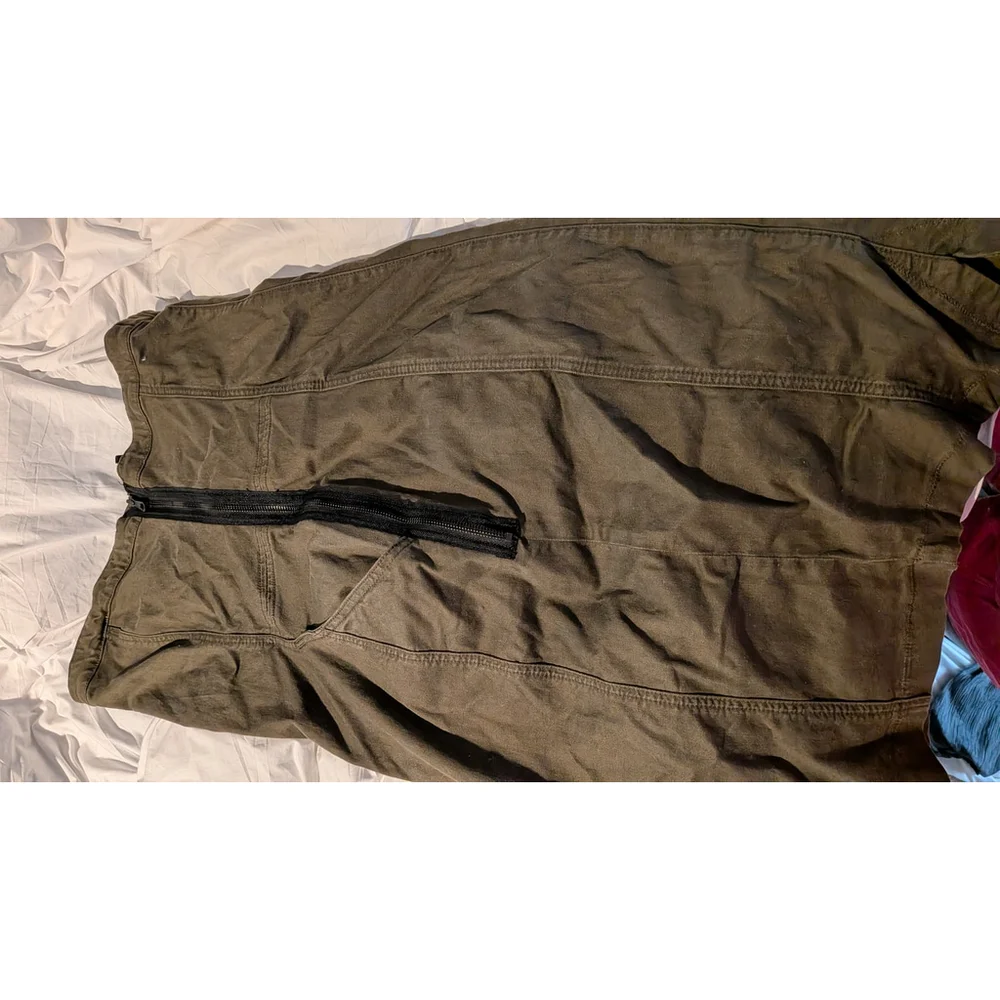 Joe's Jeans army green strapless canvas utility midi dress size L